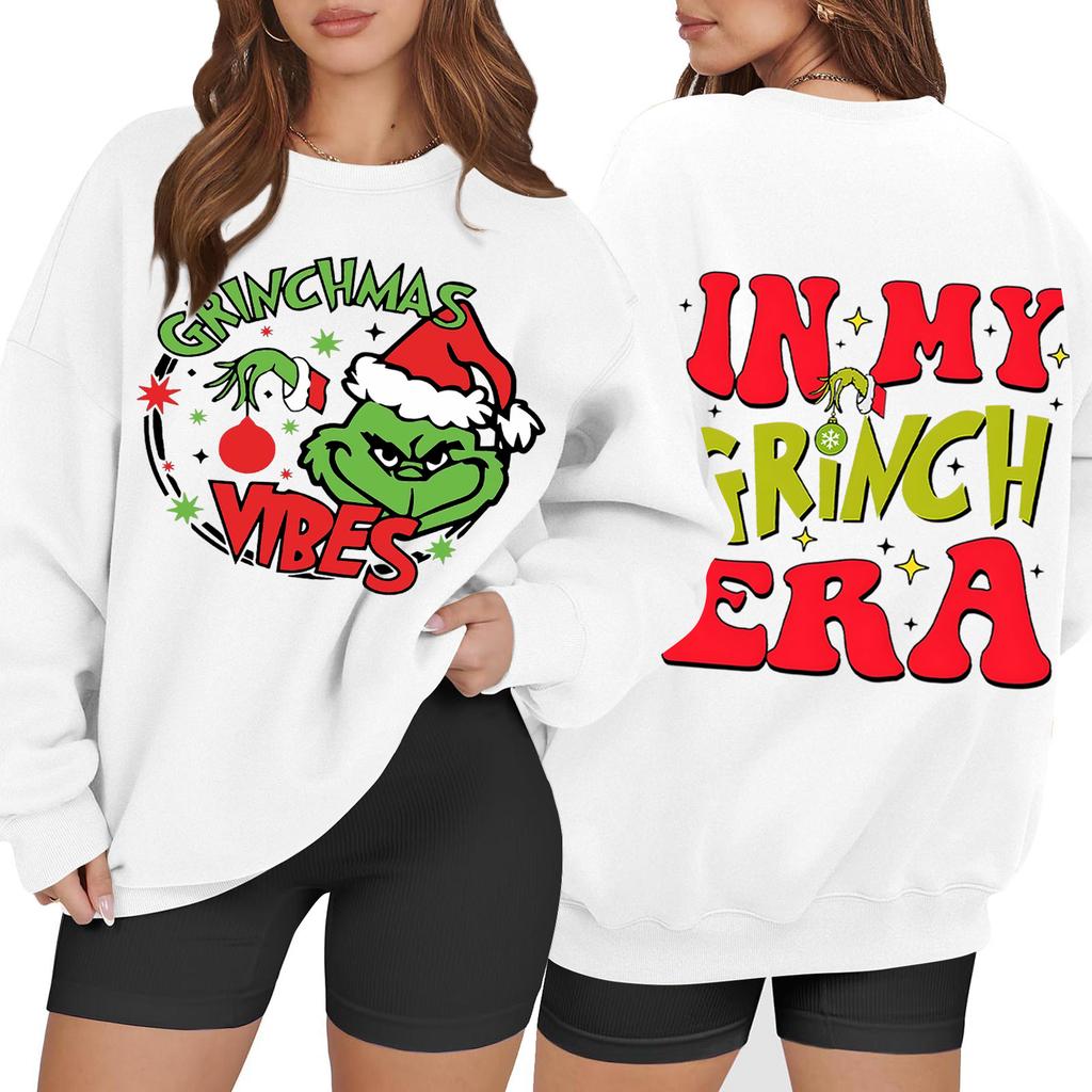 Women's Casual Fashion Long Sleeve Christmas Printed Round Neck Sweatshirt Top