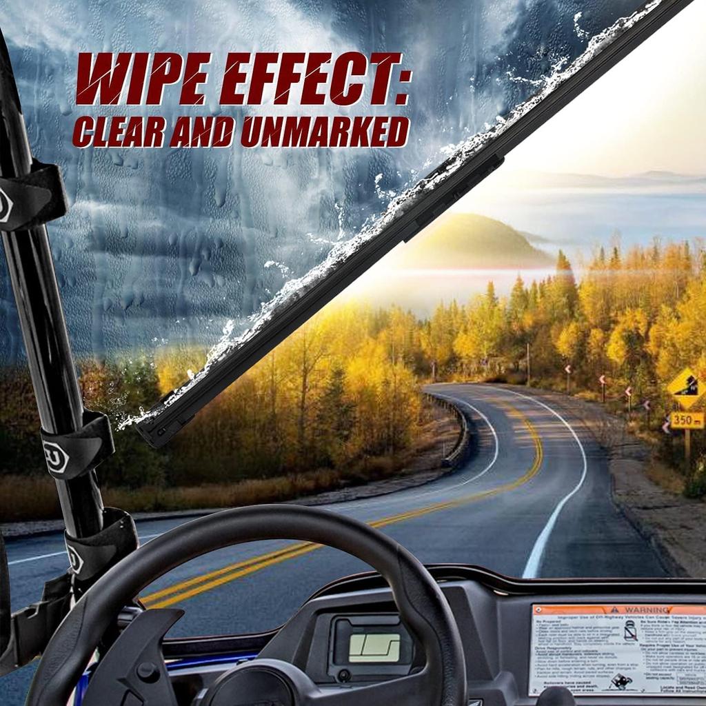 Universal UTV & Golf Cart Wiper Blade With Manual Wiper Arm Kit | Heavy-Duty All-Weather Sintered Metal Design For Polaris/Club Car/Yamaha | Easy