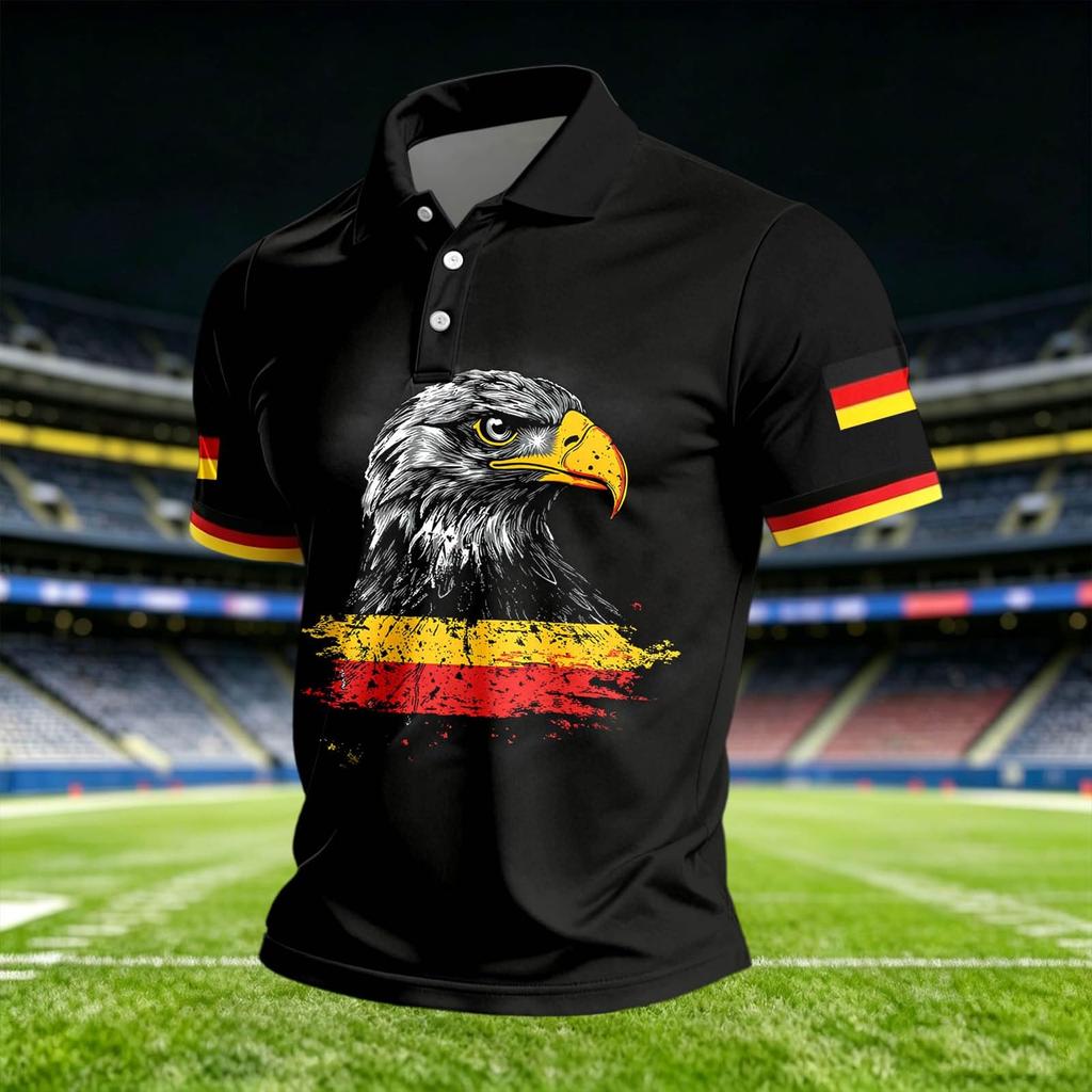 Men's Casual Printed Crew Neck Lightweight Breathable Polo Short Sleeve Shirt Suitable for Everyday Wear and Outdoor Activities