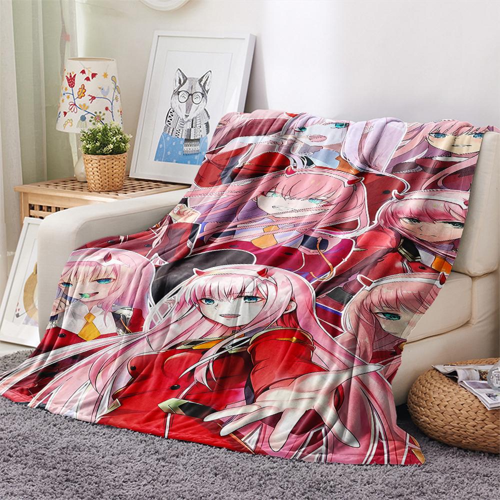 1PC DARLING In the FRANXX Zero Two Print Flannel Blanket, High Quality All Seasons, Home Decor, Warmth and Comfort, Perfect for Christmas Gifts