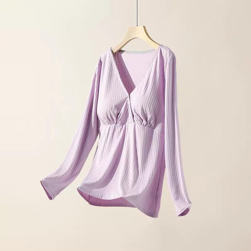 Summer Thin Modal Nursing Pajamas: Long Sleeve Set for Pregnant & Postpartum Women