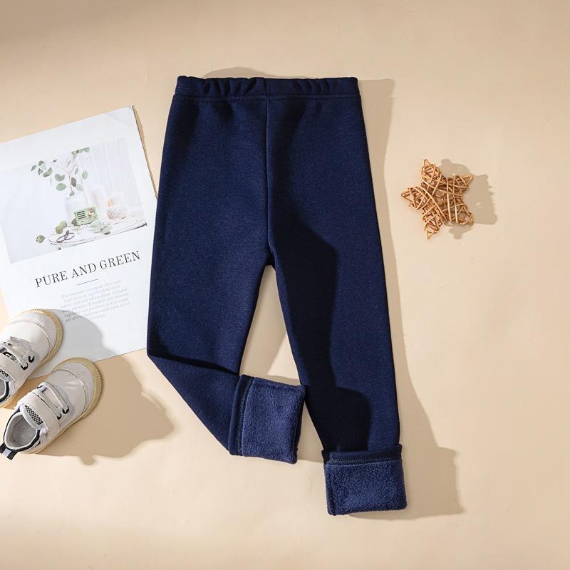 Winter Girls' Long Trousers Thickened Fleece-lined Tight-fitting Elastic and Slim-fitting Candy-colored Keep Your Princess Cozy