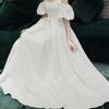 White Evening Dress Women's 1011 New Banquet Temperament Socialite Long Style Can Usually Wear Birthday Shoulder Dress