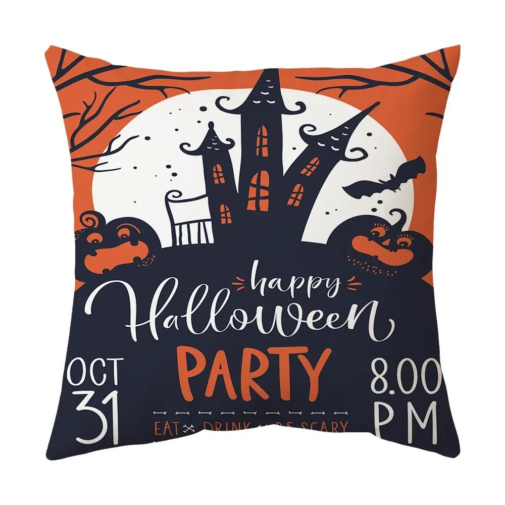Halloween Pumpkin Wizard Print Pattern Cushion Cover Home Living Room Sofa Chair Decoration Square Pillow