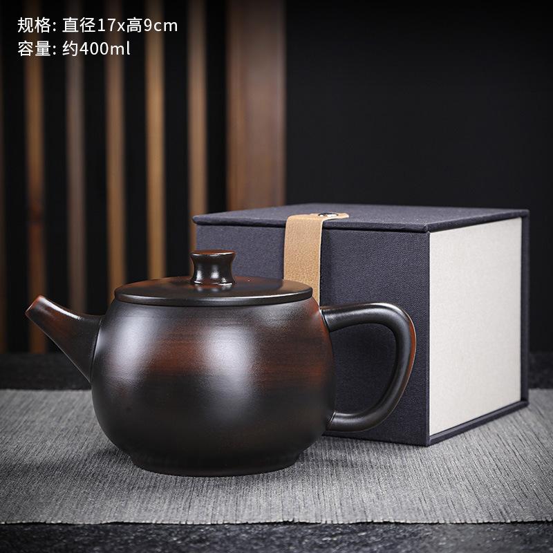 Purple pottery handmade teapot large-capacity ceramic relief pot Kung Fu tea set household purple clay pot ball hole filter