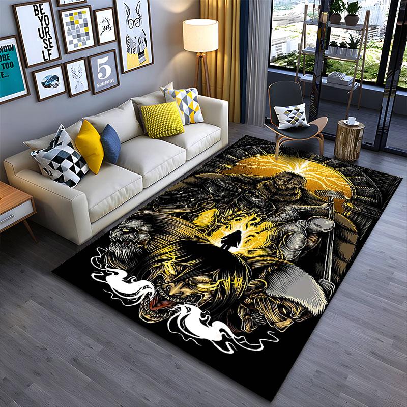 Epic Fantasy Warrior Scene suitable as a non-slip mat for the living room or bedroom sofa
