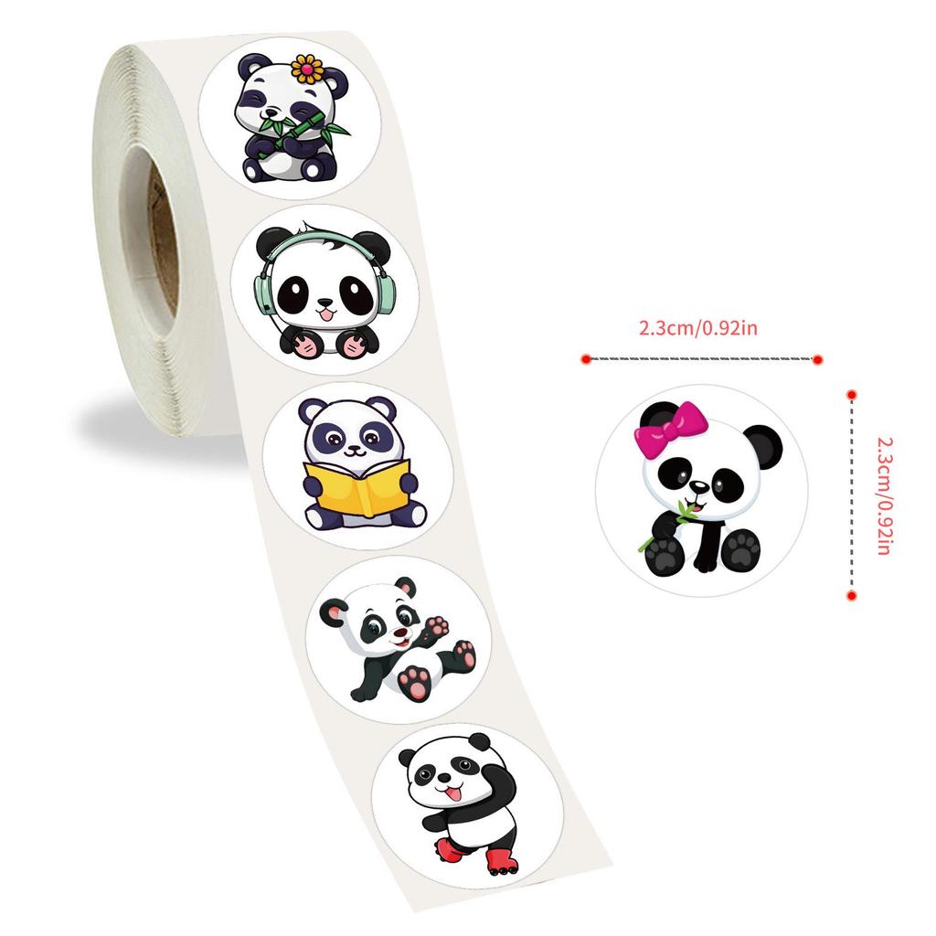 Cartoon Panda Animal Planner Stickers - 500 Stickers/Roll for Decoration