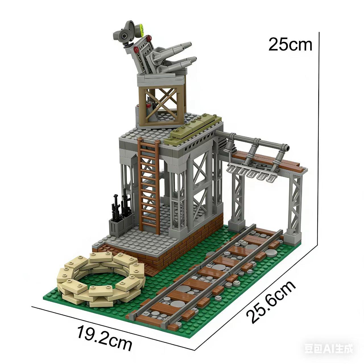 High-Quality Ww2 Army style High-Quality Railway High-Quality Watchtower High-Quality Moc High-Quality Building High-Quality Blocks, High-Quality