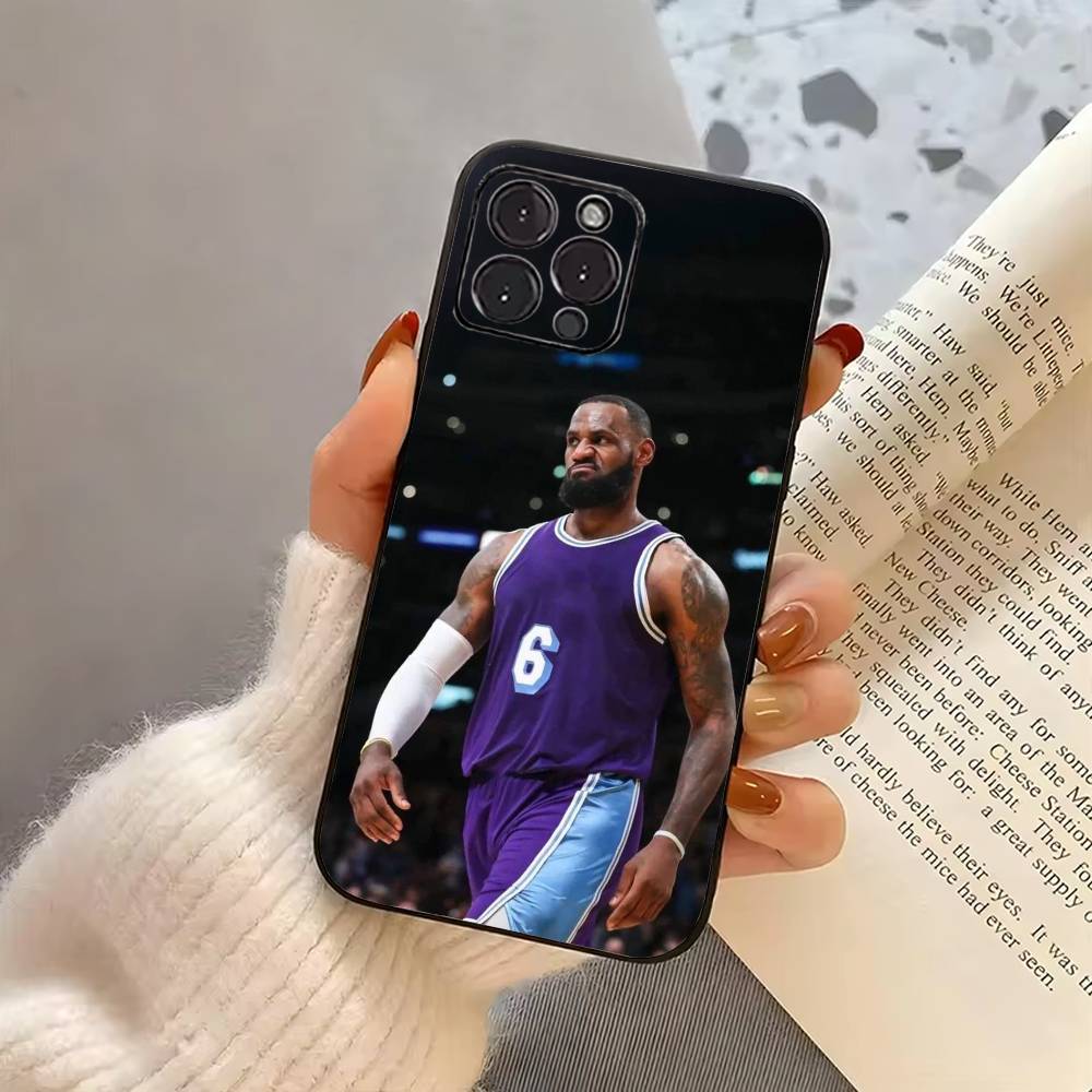 B-Basket-ball L-Lebron James 23 Phone Case For iPhone 17,16,15,14,13,12,11 Plus,Pro Max,XS,Soft Silicone Black Cover