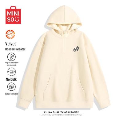 MINISO Men's Fleece Half-Zip Hooded Sweatshirt