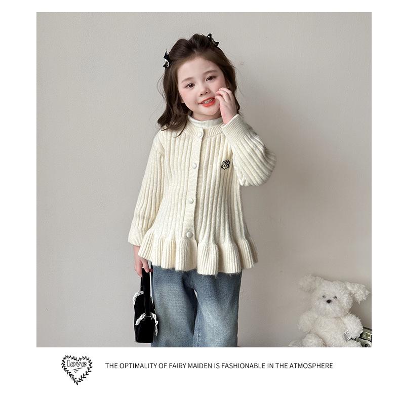 2025 New Korean Style Cartoon Knit Cardigan for Girls - Fashionable Spring & Autumn Outerwear