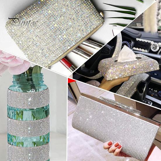 1 Roll 90CM Rhinestone Ribbon Self-Adhesive Glitter Faux Crystal Decorative Ribbon Clothes Shoes DIY Projects Crafts Bling Rhinestone Sticker Wrap