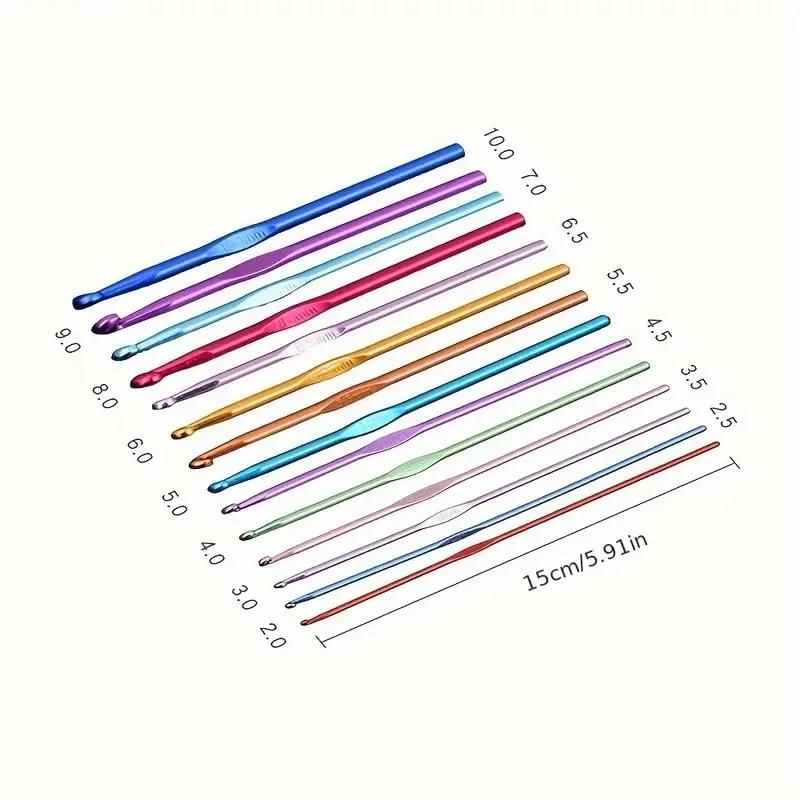 8Pcs Metal Handle Crochet Hook Colorful Aluminum Knitting Needles Single Head Crochet Knitting Yarn Crafts DIY Apparel Needles