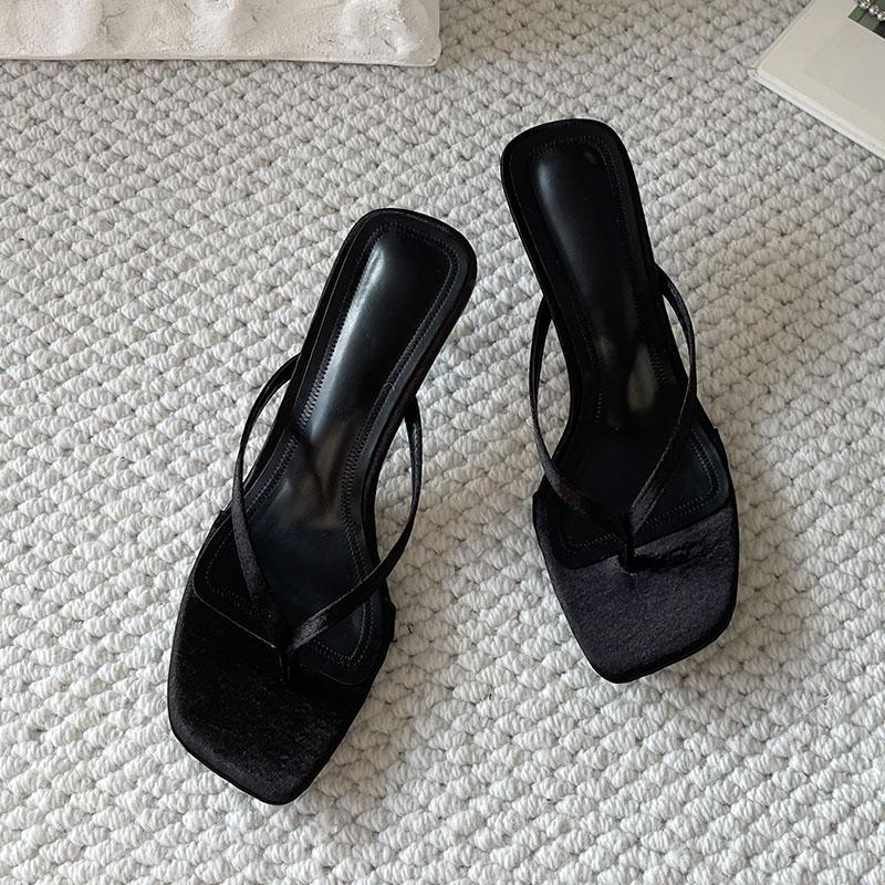 

Fashion Big Size 43 Fashion Shallow Ladies High Heels Sandals Pumps Shoes Female Slides Elegant Women Heeled Sandals Flip flops Shoes 35 чёрный