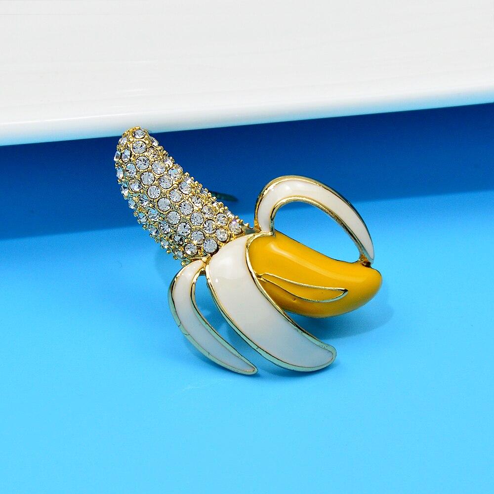 Blucome Rhinestone Banana Brooch Fruit  Brooches for Women 2023 New Fashion Jewelry Pin