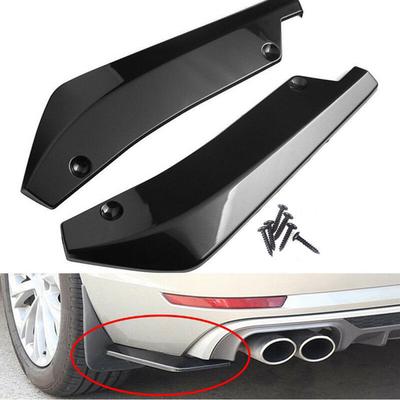 2pcs Rear Lip Bumper Spoiler Splitter Diffuser Canard Wrap Spoiler Side Fender Skirt Lip Chin Body Kit Glossy Black Universal