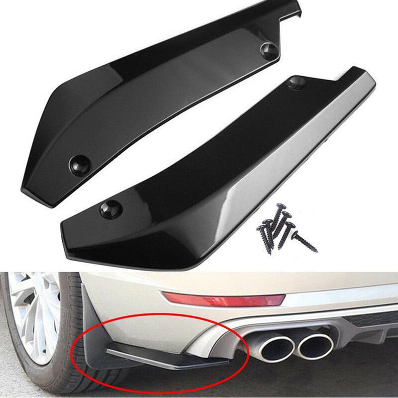 2pcs Rear Lip Bumper Spoiler Splitter Diffuser Canard Wrap Spoiler Side Fender Skirt Lip Chin Body Kit Glossy Black Universal