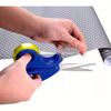 2-in-1 Scissors & Integrated Clear Tape Dispenser Cutter, Multi-Purpose Paper Roll Cutter for Gift Wrapping and Office Use