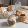Natural Material Handwoven Rattan Napkin Rings Solid Color Handmade Rattan Napkin Buckle  Tableware
