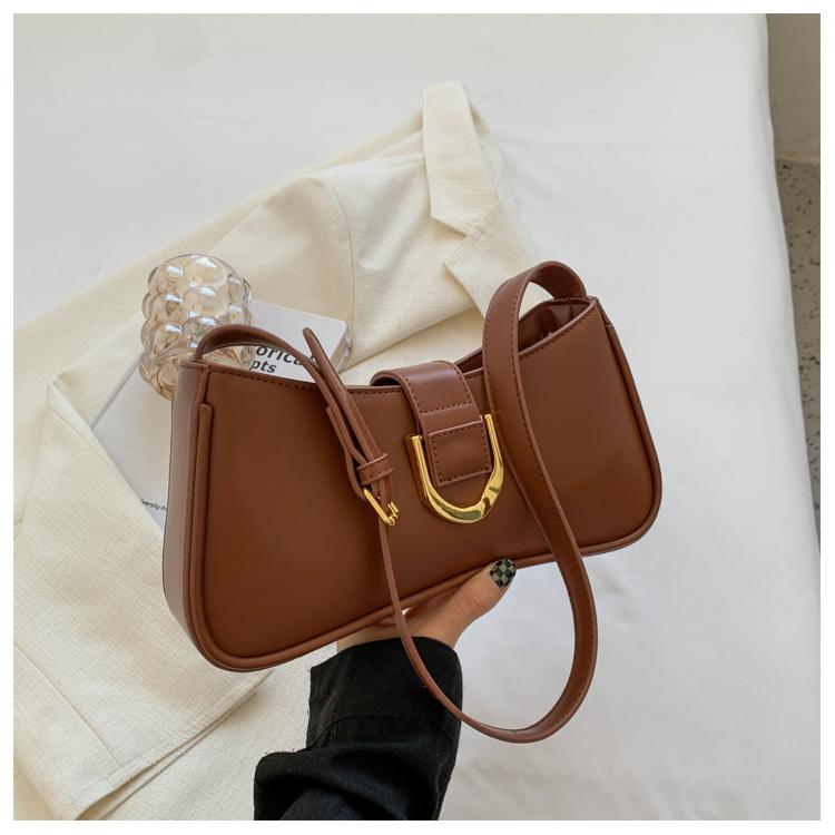 Women's PU Leather Underarm Shoulder Bag Simple Solid Color Zipper Design Crossbody Bag Lady Daily Work Handbags and Purses