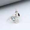 Solid 925 Sterling Silver Garnet Blue Topaz Handmade Ring, Statement Ring, Anniversary Gift, Silver Jewelry, Partywear Ring