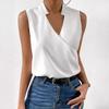 Summer Women's Chiffon Shirt Pullover V-neck Sleeveless Women's Top, Versatile Business Women's Shirt for Commuting