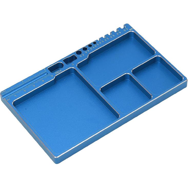 Magnetic Screw Tray Aluminium Alloy Magnetic Adsorption Widely Used Magnetic Parts Tray with Magnetic Pad for RC Repair Magnetic Tray(Blue)