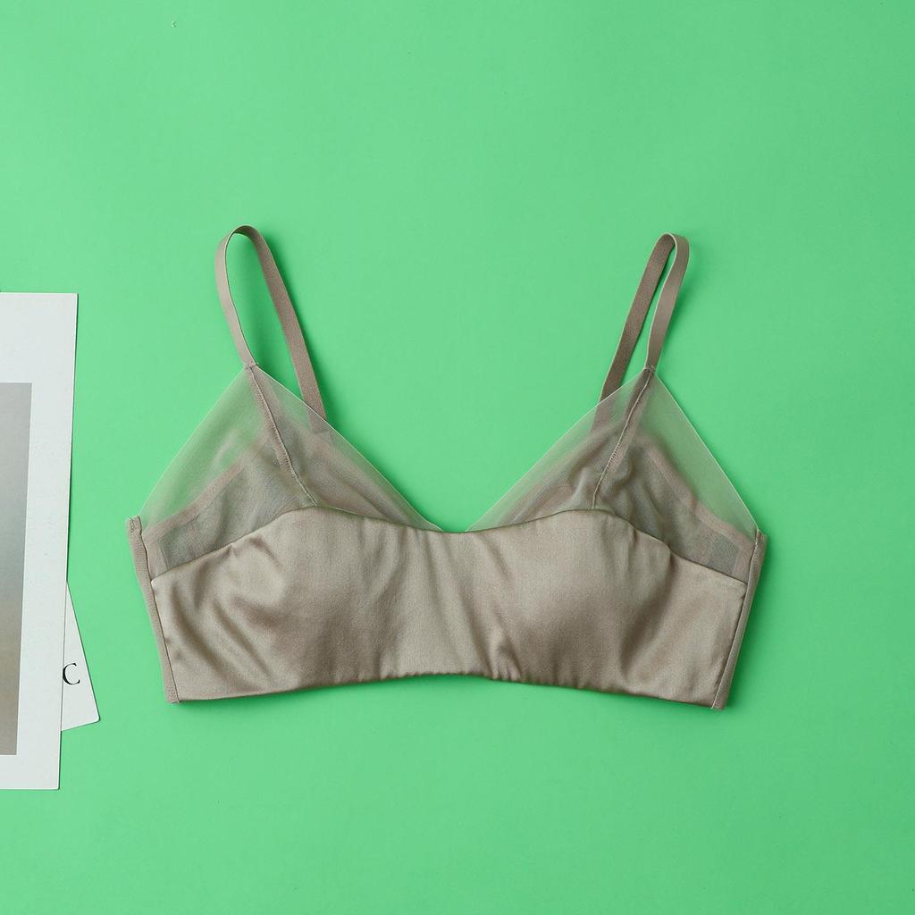 Silk Satin Seamless Wireless Mulberry Bra – Breathable & Invisible for Summer