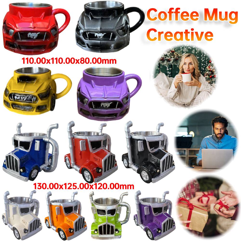 

3D Car Shaped Coffee Mug Funny Semi Truck Handcrafted Coffee Cups Creative Novelty Drinkware Gifts for Car Lovers Birthday Party J