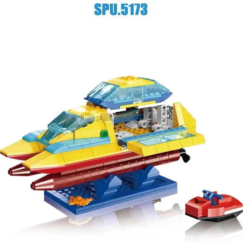 

Забавное исследовательское судно портовый буксир мощный катамаран древняя китайская лодка строительные блоки игрушка для детей образовательная