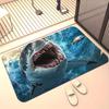 VIKAMA 3D Visual Big White Shark Floor Mat, Soft And Non-Slip Bathroom Floor Mat, Entrance Carpet, Home Decoration