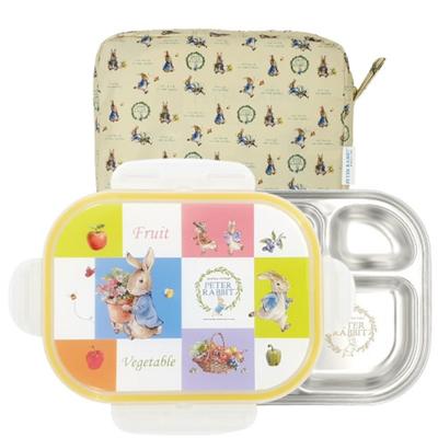 Peter Rabbit Lockable Food Tray Lunch Box + Pocket Set, Ivory, Food Tray + Lid + Pocket, Popular Korean Parenting Items