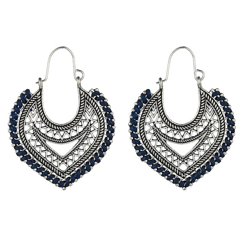 Bohemian Vintage Fashion Rope Wrap Earrings For Women Carved Hollow Geometric Drop Dangle India Earrings Boho Jewelry Wholesale