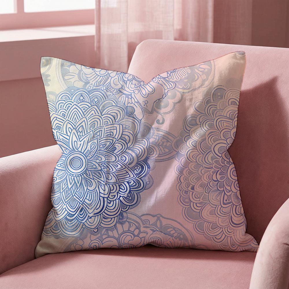 Colorful Floral Mandala Cushion Cover Multi-Scene Pillow Cover for Home & Car - Reversible, Soft & Durable for Daily Use