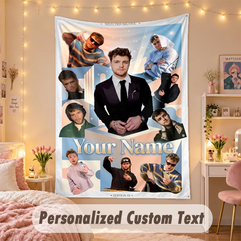 Custom Personalized Tapestry,Alex Warren Print Custom Name Text Wall Art Hanging for Bedroom