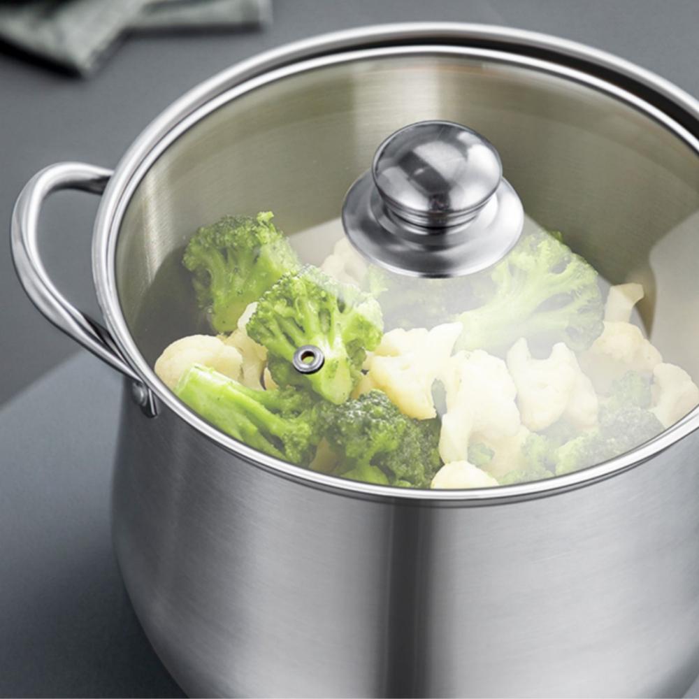 Extragroßer Suppentopf aus Edelstahl – dick, langlebig und vielseitig für Suppen, Eintöpfe und Brei – kompatibel mit Induktions- und Gasherden