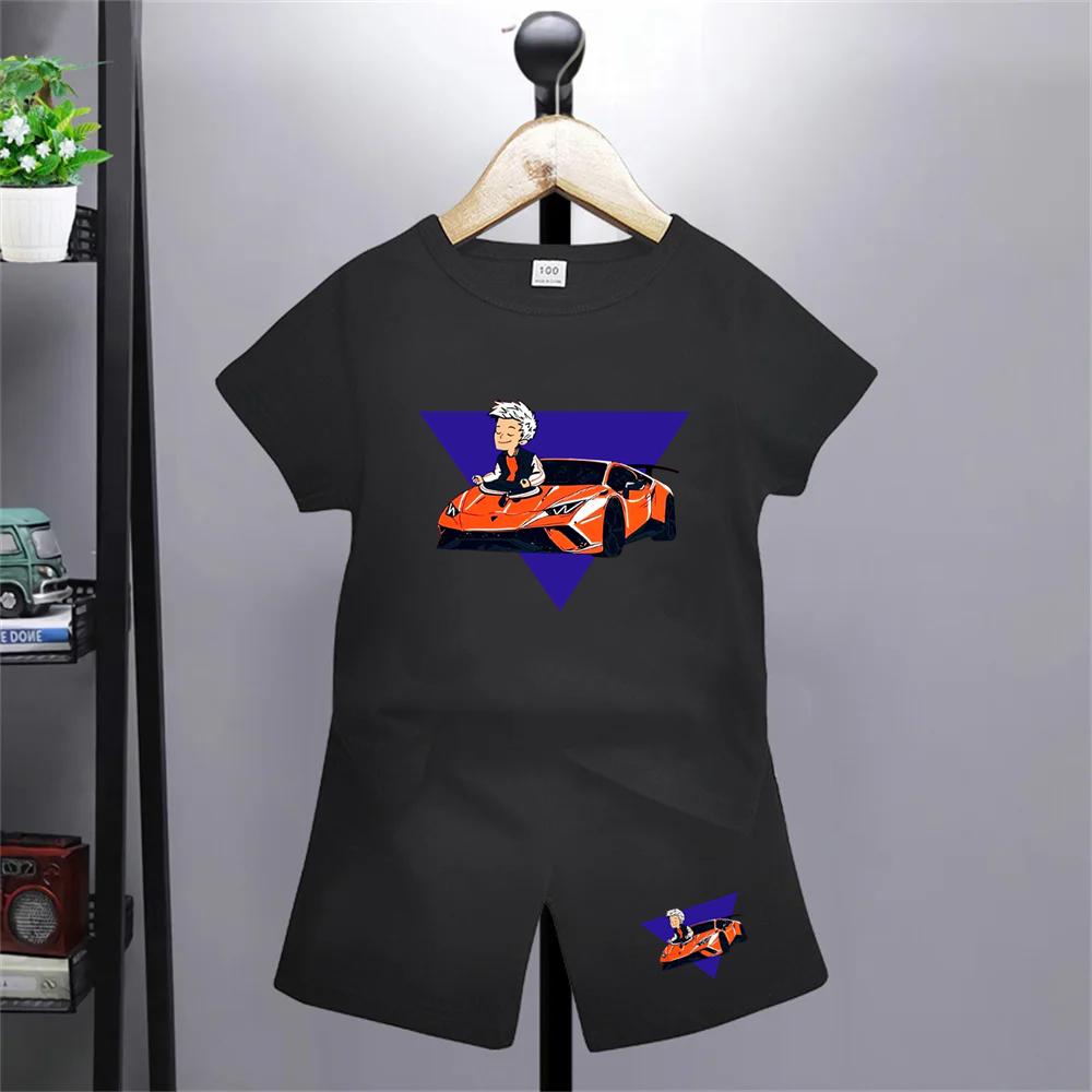 Merch A4 Letní Chlapec Černá Dívka Červené Oblečení Tričko + Šortky Sady Potisk Tričko Krátké Topy Ležérní Vlad A4 Anime Trička Kulatý Výstřih Děti
