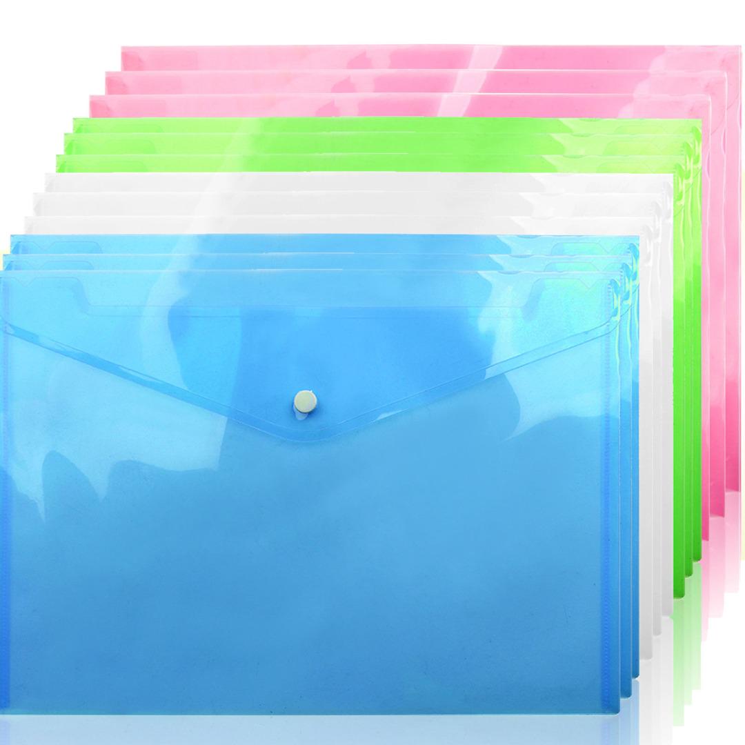 

PDTO 12 шт. A4 пластиковые кошельки для документов папки с файлами офисная бумага для хранения документов