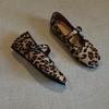 Sheepskin Version~ Niche Leopard Print Suede One-word with Light Mouth Single Shoes Women's Flat Bottom Mary Zhenzi
