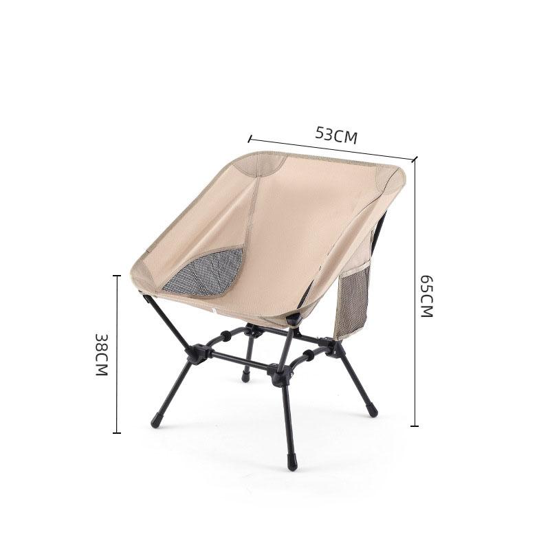 Foldable Moon Camping Chair Aluminum Lightweight Portable Quad Frame Beach Chair Ergonomic Backrest for Picnic Fishing Outdoor
