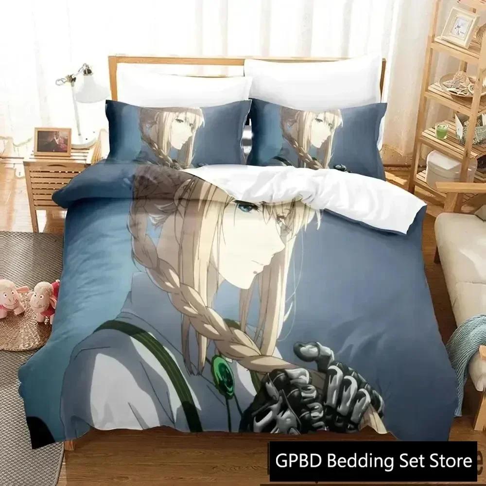 Luxury New 3D Print Anime Violet Evergarden Bedding Set Duvet Cover Bed Set Quilt Cover Pillowcase Queen Boys Adult Bedding Set