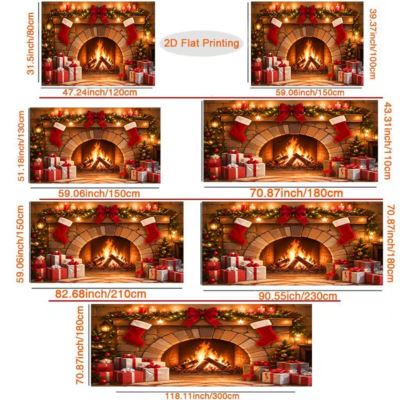 1Pcs Santa Gifts Cozy Fireplace Warmth Decoration Background Christmas Backdrop Decorations For Photo Studio Photo Booth Party