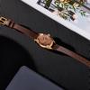 Time100 Watch with Multifaceted Diamond Japanese 30M Water and Brown Butyl Strap Women's Crystal, Movement, Resistance,