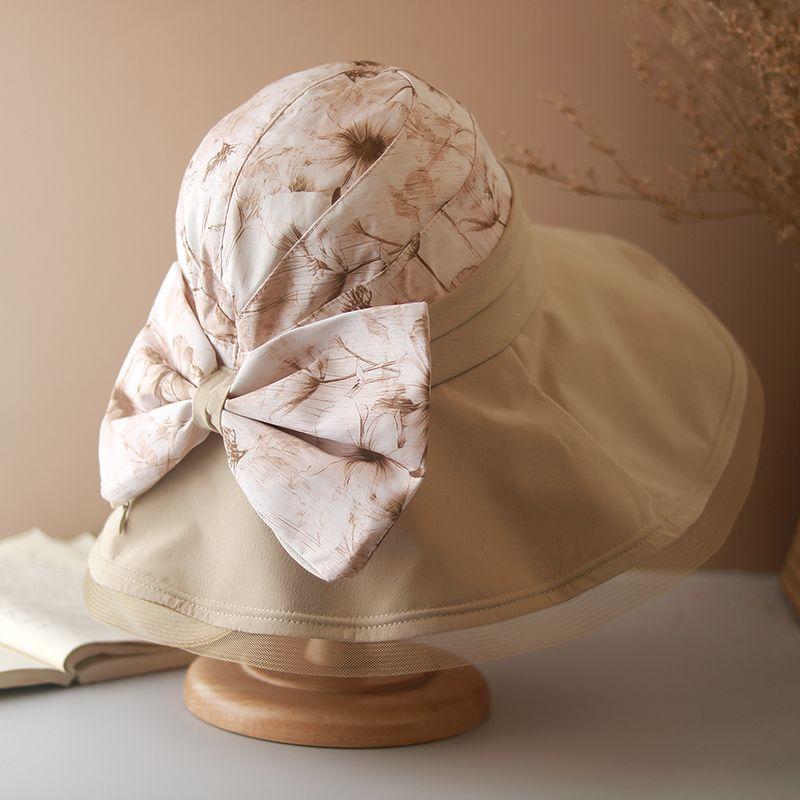 Ruffles Flower Print Sun Hat Elegant UV Protection Bucket Hats Trendy Mesh Breathable Travel Beach Hats for Summer Outdoor