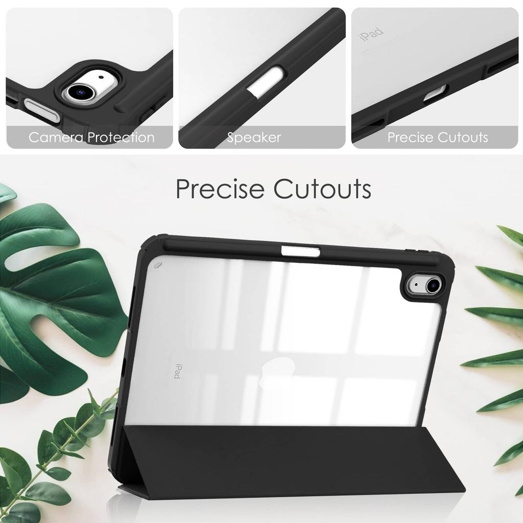 Case for iPad A16 2025 iPad 10th 10.9 with Pencil Holder-[Tri-fold Stand + Auto Wake/Sleep], High-grade Acrylic Case Shockproof