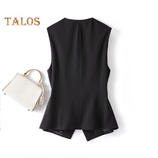 Women Vest Coat Sleeveless Single-breasted Buttons Western Style Slim Fit Cardigan Suit Coat Pure Color V Neck Formal Business Style Lady Waistcoat