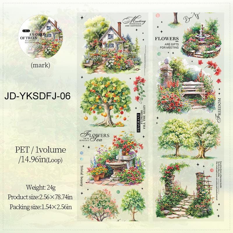 65mm*200cm Scenery of Tree Series Vintage Tree Landscape PET Tape Creative DIY Journal Material Collage Scrapbook Stationery