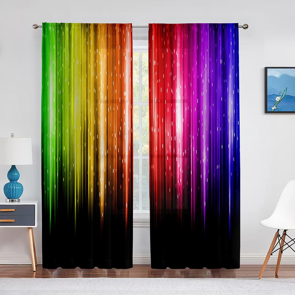 Regenbogen-Fantasie, allmähliche Veränderung, Kunst, Tüll in transparenten Vorhängen für Wohnzimmer, Schlafzimmer, Küche, Dekorbehandlung, Chiffon-Vorhang, Jalousie