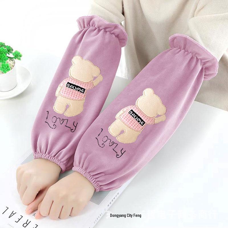 Men's and Women's Cute Korean Style Mid-Length Fleece Sleevelets and Foot Covers for Autumn and Winter