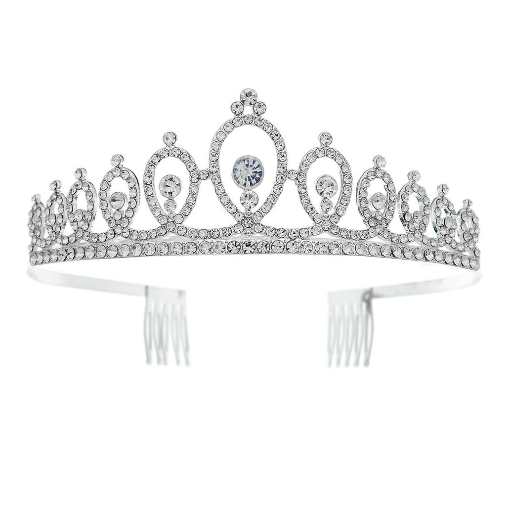 Alloy Rhinestone Birthday Crown Comb Bridal Wedding Party Hair Accessories Children's Performance Rhinestone Headband Crown